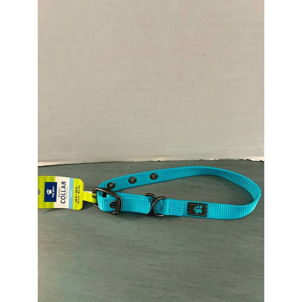 Top Paw Buckle Dog Collar Small Aqua Blue NWT Adjustable Nylon 12-16in